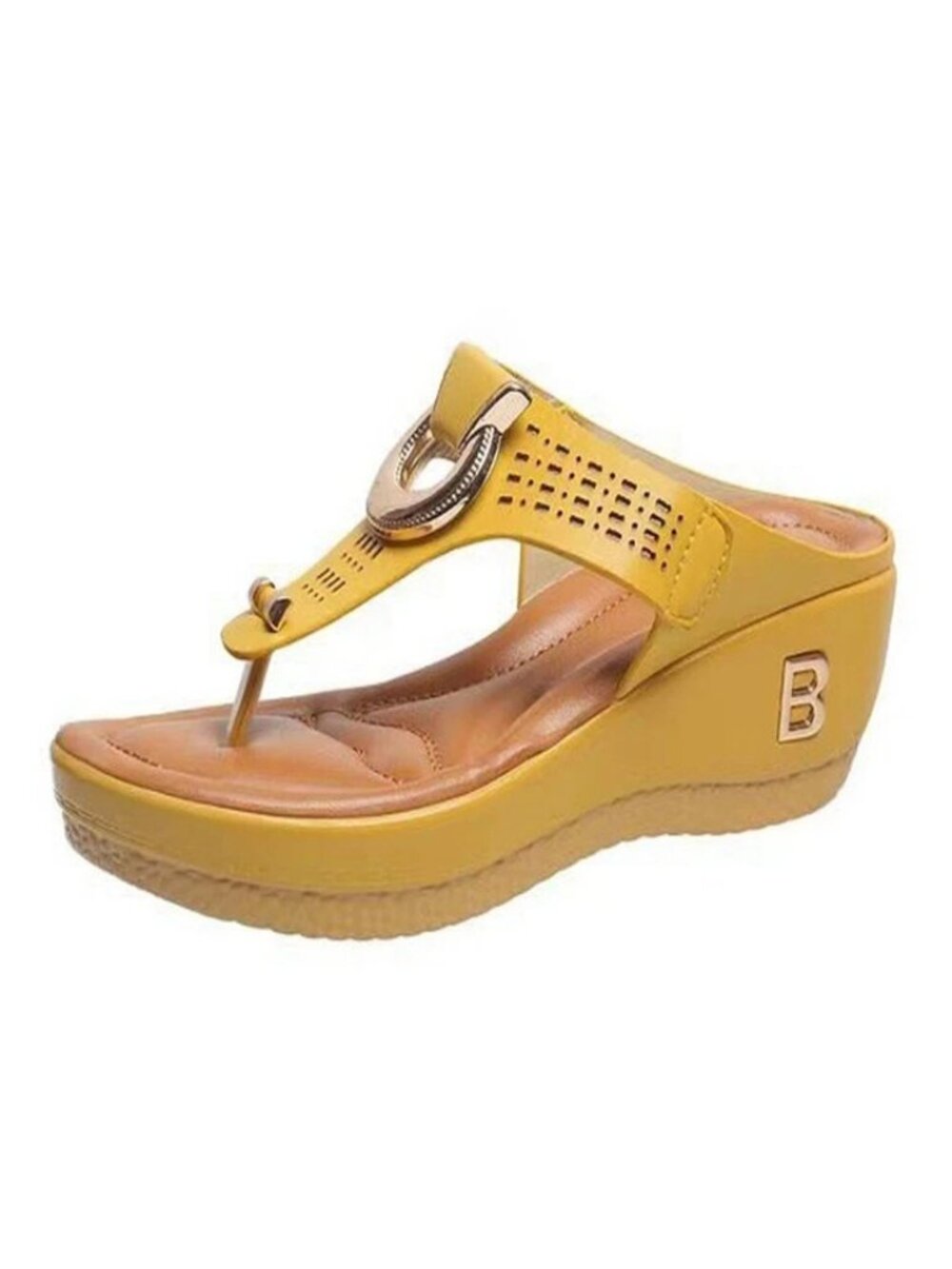 Anti-Slip Women Orthopedic Sandals Casual Beach Comfy Shoes Mid-Wedge Flip Flops - Picture 7 of 16